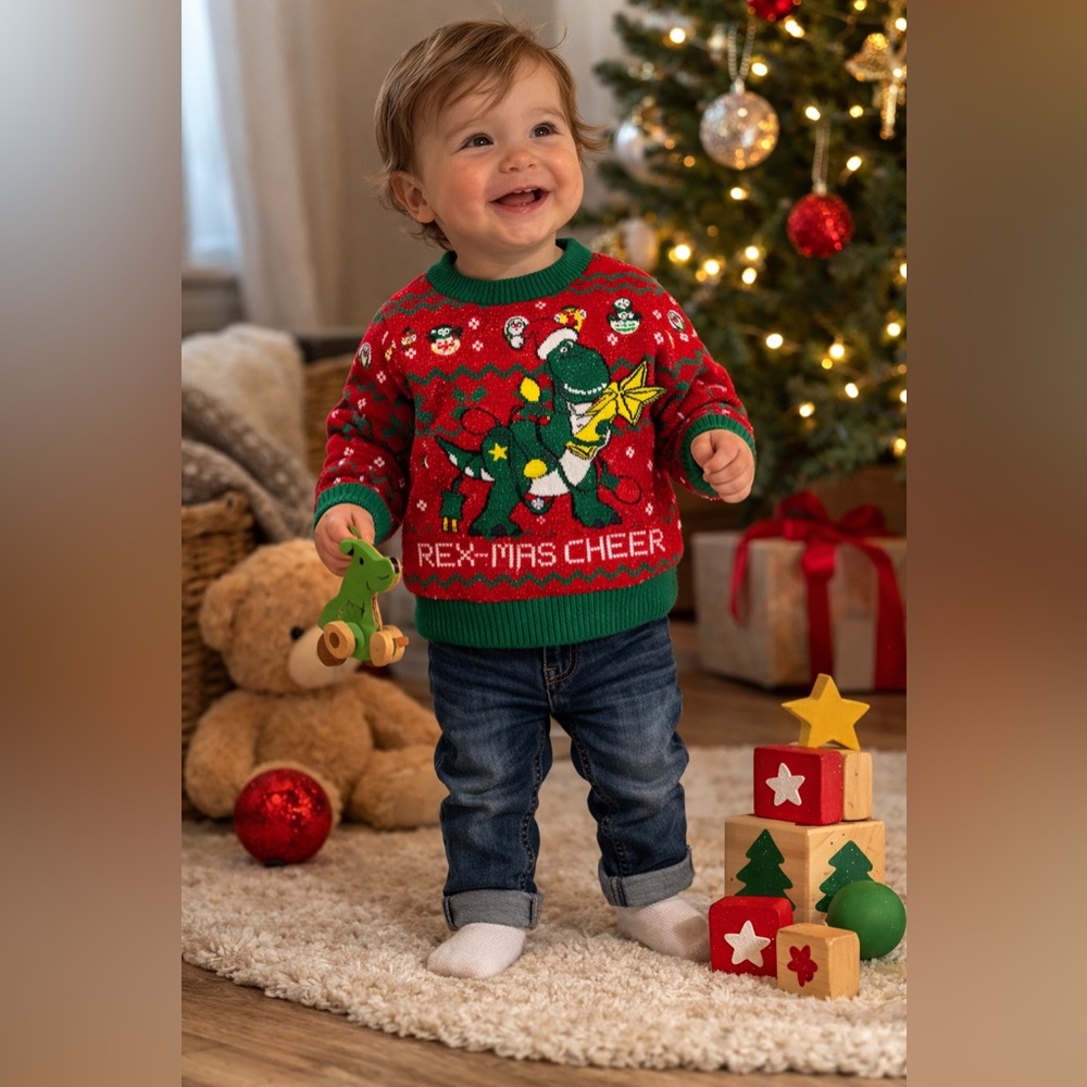Kids Disney Pixar Toy Story Rex Christmas Sweater 3T‎ Rexmas Cheer
